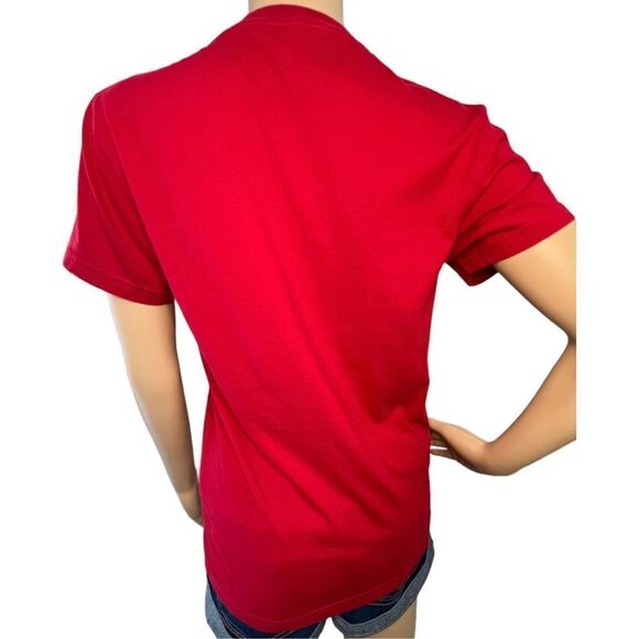 Hollister Basic Plain Red Crewneck Short Sleeve T-Shirt - Picture 3 of 4